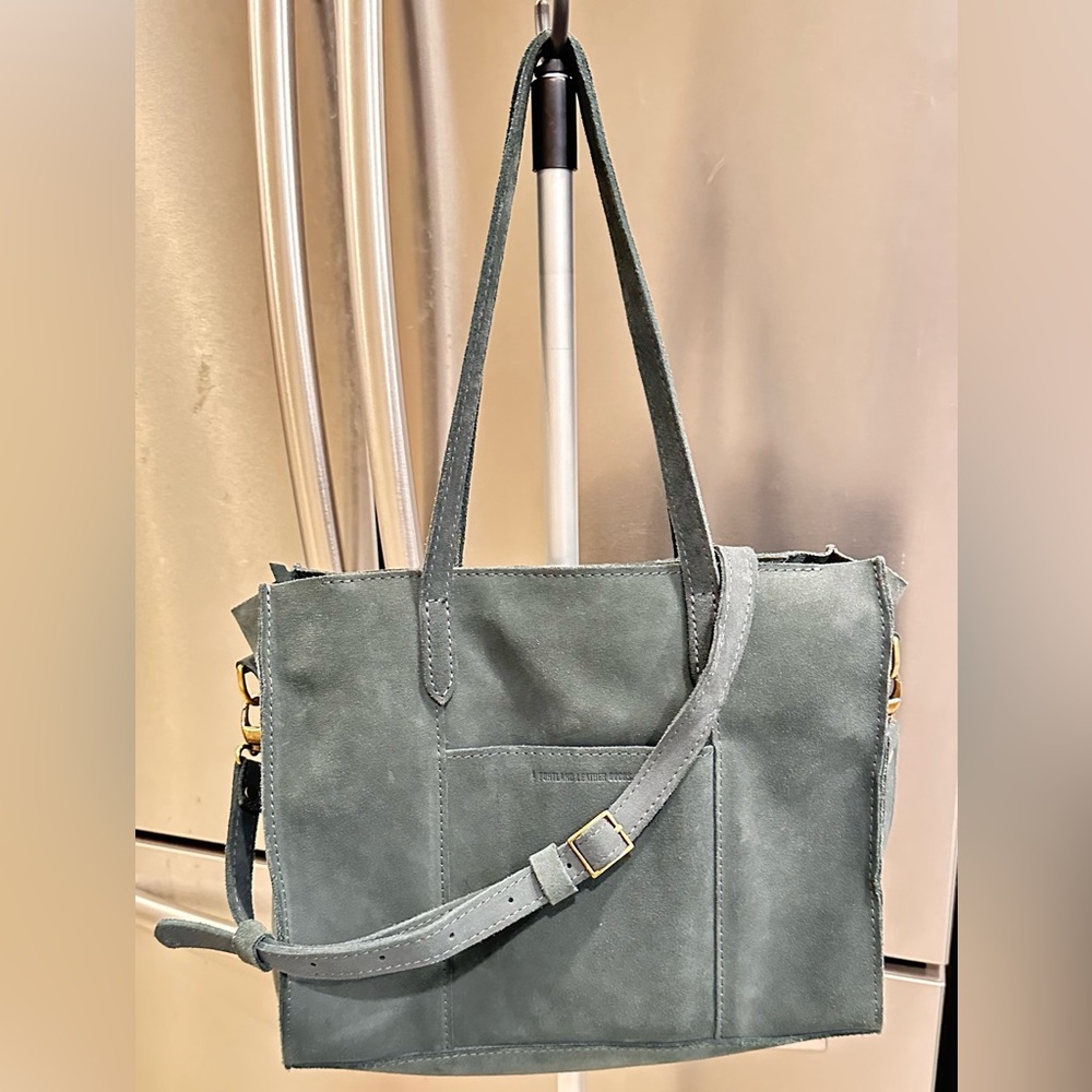 Portland Leather Goods East West Lola Tote Suede Gray- excellent like new